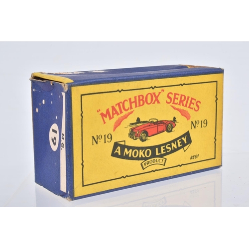 83 - A BOXED MOKO LESNEY MATCHBOX SERIES M.G.A. SPORTS CAR, No.19, off white body with silver trim, red i... 