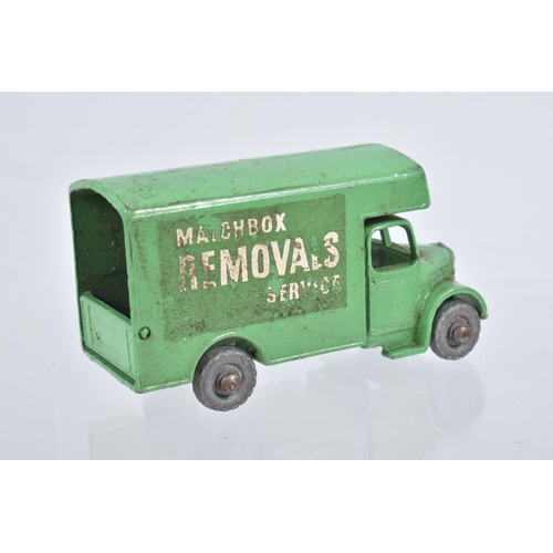 85 - FIVE BOXED MOKO LESNEY MATCHBOX SERIES LORRY AND TRUCK MODELS, Bedford Removals Van, No.17, Magirus-... 