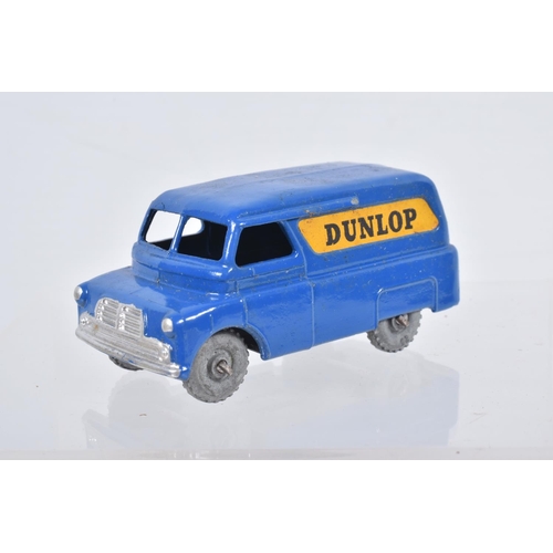 87 - SIX BOXED MOKO LESNEY MATCHBOX SERIES MODELS, Bedford CA Van 'Dunlop', No.25, metal wheels, Magirus ... 