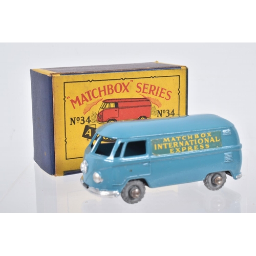 87 - SIX BOXED MOKO LESNEY MATCHBOX SERIES MODELS, Bedford CA Van 'Dunlop', No.25, metal wheels, Magirus ... 