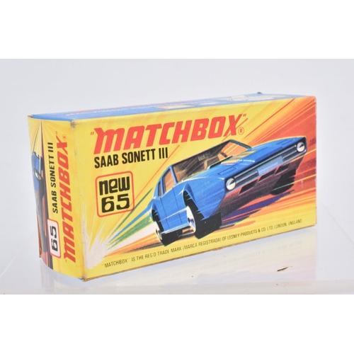 89 - THREE BOXED MATCHBOX SUPERFAST MODELS, Beach Bug, No.30, orange interior and side panel, Saab Sonnet... 