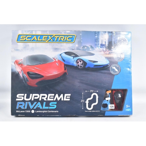 126 - A BOXED SCALEXTRIC SUPREME RIVALS SET, No.C1407, appears complete and in good condition with both ca... 