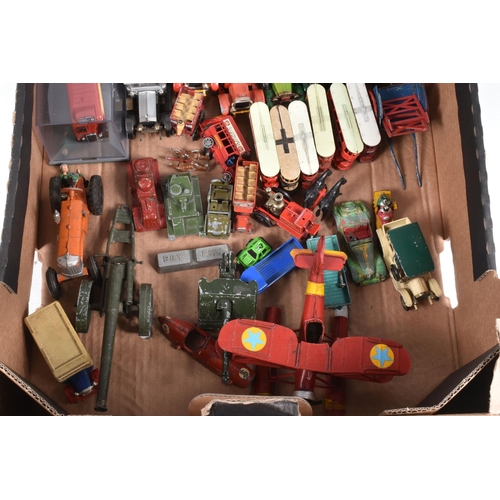 130 - A QUANTITY OF UNBOXED AND ASSORTED PLAYWORN DIECAST VEHICLES, to include Dinkyt Toys Light Tank, No.... 