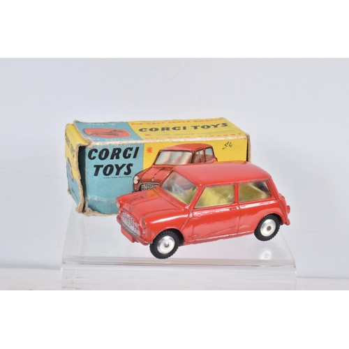 131 - THREE BOXED CORGI TOYS CARS, Austin Seven, No.225, red body, yellow interior spun hubs, Jaguar Mk.X,... 