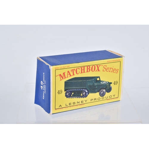 133 - FOUR BOXED LESNEY MATCHBOX SERIES MODELS, M3 Personnel Carrier, No.49, star to bonnet, black wheels ... 