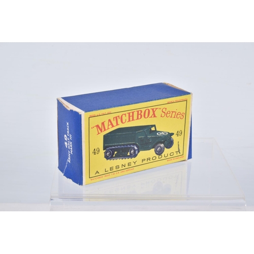 133 - FOUR BOXED LESNEY MATCHBOX SERIES MODELS, M3 Personnel Carrier, No.49, star to bonnet, black wheels ... 