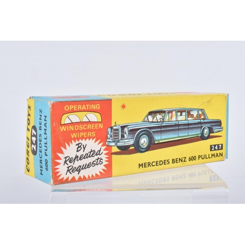 134 - THREE BOXED CORGI TOYS CARS, Mercedes-Benz 600 Pullman, No.247, metallic red body, cream interior, w... 