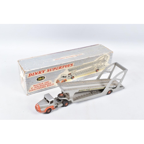 150 - TWO BOXED FRENCH DINKY SUPERTOYS, Unic Articulated Boilot Car Transporter, No.39A and Richier Road P... 