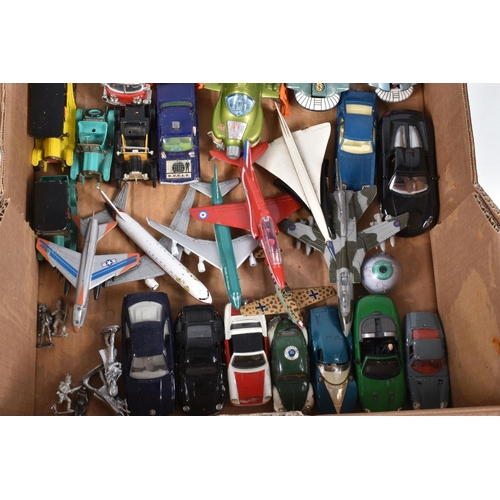 151 - A QUANTITY OF UNBOXED AND ASSORTED PLAYWORN DIECAST VEHICLES, to include Corgi Toys The Man From U.N... 