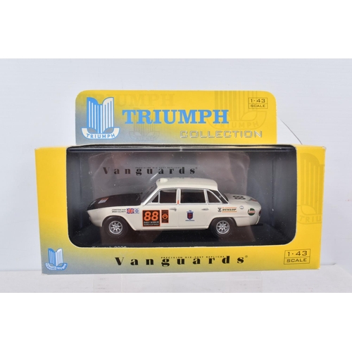 154 - TWELVE VANGUARDS DIECAST 1:43 SCALE MODEL VEHICLES, to include a Triumph Stag Mk2 in Sapphire Blue, ... 