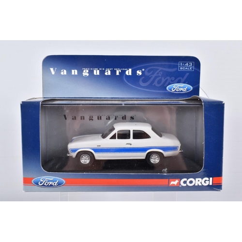 155 - SEVEN BOXED VANGUARDS DIECAST 1:43 SCALE MODEL VEHICLES, to include Ford Cortina MkIV in Ghia Roman ... 