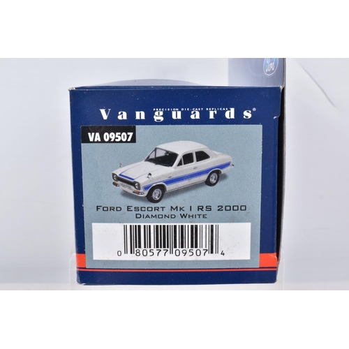 155 - SEVEN BOXED VANGUARDS DIECAST 1:43 SCALE MODEL VEHICLES, to include Ford Cortina MkIV in Ghia Roman ... 