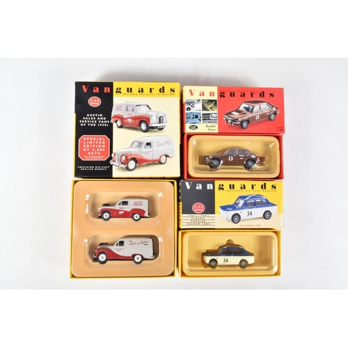 156 - TWELVE BOXED VANGUARDS DIECAST 1:43 SCALE MODEL VEHICLES, to include a Hillman Imp in Blue Metallic,... 