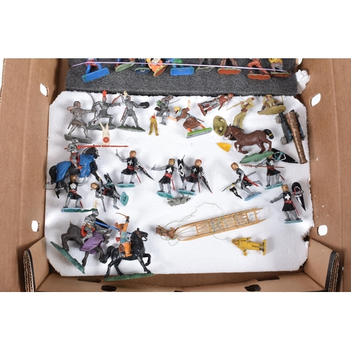 161 - A QUANTITY OF ASSORTED PLASTIC COWBOY, KNIGHT, SOLDIER AND OTHER FIGURES , to include incomplete Bri... 