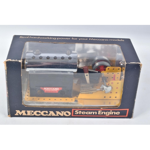 163 - A BOXED MECCANO STEAM ENGINE, with reverse, appears in a new condition which doesn't look to be fire... 