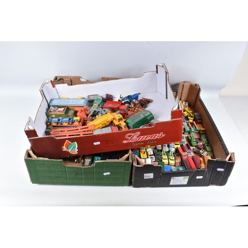 165 - A QUANTITY OF UNBOXED AND ASSORTED PLAYWORN DIECAST VEHICLES, to include Spot-On Volkswagen Beetle 1... 