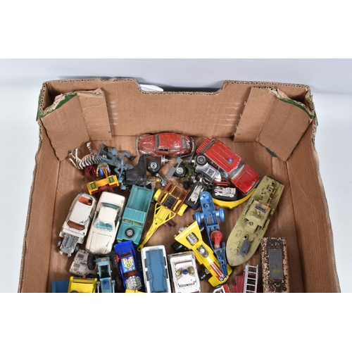 165 - A QUANTITY OF UNBOXED AND ASSORTED PLAYWORN DIECAST VEHICLES, to include Spot-On Volkswagen Beetle 1... 