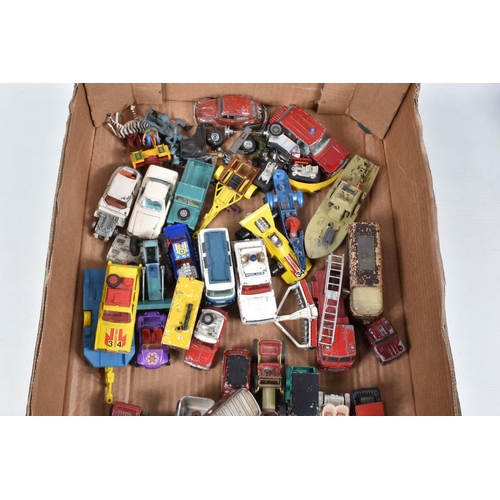 165 - A QUANTITY OF UNBOXED AND ASSORTED PLAYWORN DIECAST VEHICLES, to include Spot-On Volkswagen Beetle 1... 