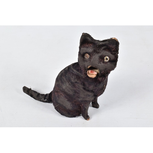 166 - A QUANTITY OF ASSORTED VINTAGE PAINTED BRONZE AND LEAD DOGS AND CLOCKWORK TOYS, black cat with exten... 