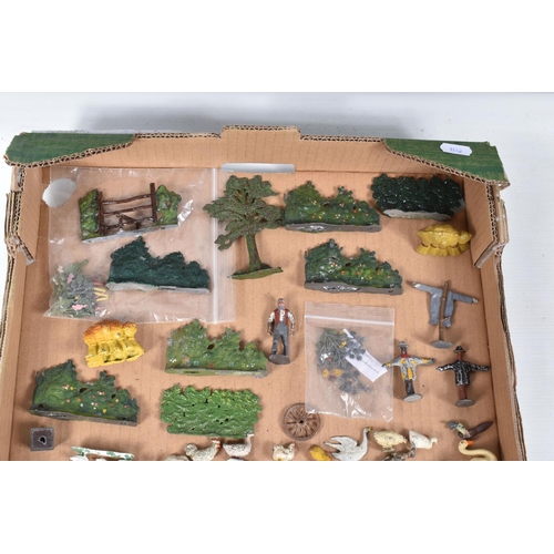 167 - A QUANTITY OF UNBOXED AND ASSORTED PLAYWORN BRITAINS AND OTHER HOLLOWCAST LEAD ANIMALS, FIGURES AND ... 