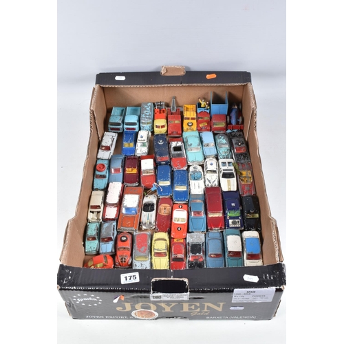 175 - A QUANTITY OF UNBOXED AND ASSORTED PLAYWORN DIECAST VEHICLES, majority are Spot-On, Dinky and Corgi ... 