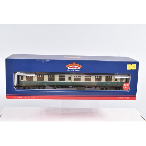 296 - TWO BOXED OO GAUGE BACHMANN BRANCHLINE MODEL RAILWAY TWIN PACKS, to include a BR Mk1 SK Coach Twin P... 