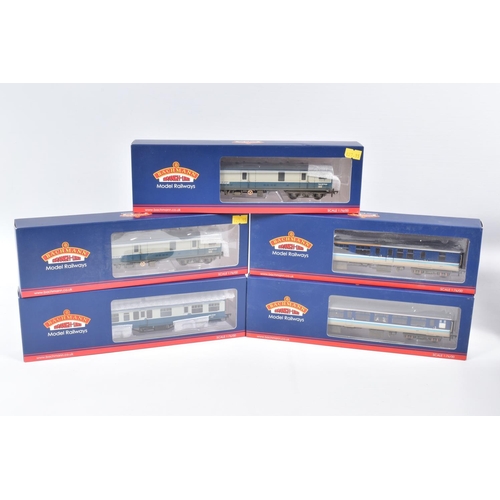 297 - FIVE BOXED OO GAUGE BACHMANN BRANCHLINE MODEL RAILWAY COACHES, to include two BR Mk1 GUV NXA Interci... 