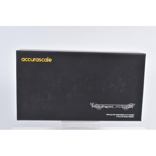 298 - THREE BOXED OO GAUGE ACCURASCALE MODEL RAILWAY TRIPLE PACKS, to include a  PFA 30.4t flat wagon with... 