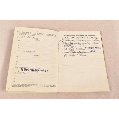 422 - WWII SOLDBUCH FOR A MEMBER OF SS POLIZEI REGIMENT 17 ,JOHANN FRA, DOB 15/12/1915, place Riedling Nor... 