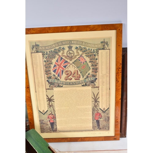 429 - A QUANTITY OF MILITARY PRINTS, MIRRORSAND PHOTOGRAPHS, a box and loose, including a reproduction adv... 