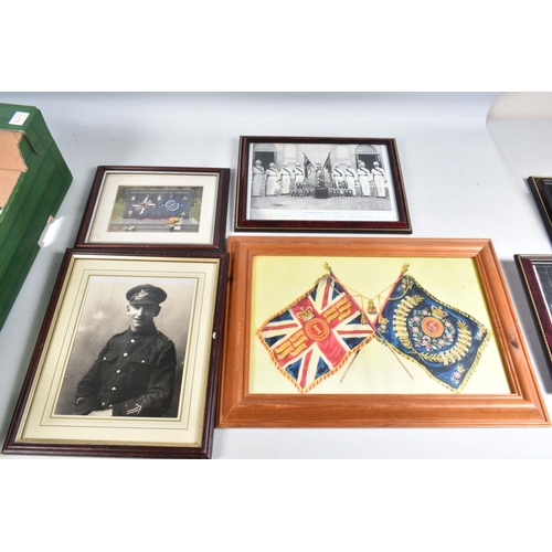 429 - A QUANTITY OF MILITARY PRINTS, MIRRORSAND PHOTOGRAPHS, a box and loose, including a reproduction adv... 