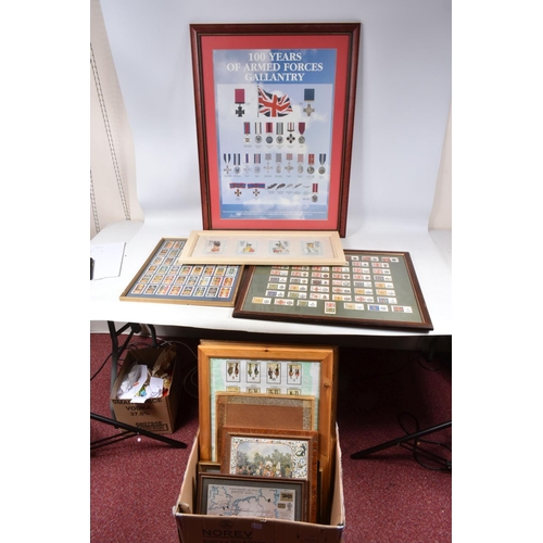 430 - A QUANTITY OF MILITARY INTEREST FRAMED PRINTS, PAINTINGS AND CIGARETTE CARDS, ETC, including a numbe... 