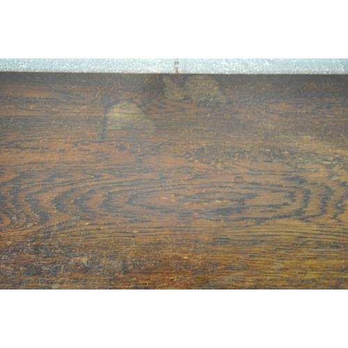 1207 - A REPRODUCTION OAK SIDE TABLE, with two drawers, on turned bulbous legs, united by an undershelf, wi... 