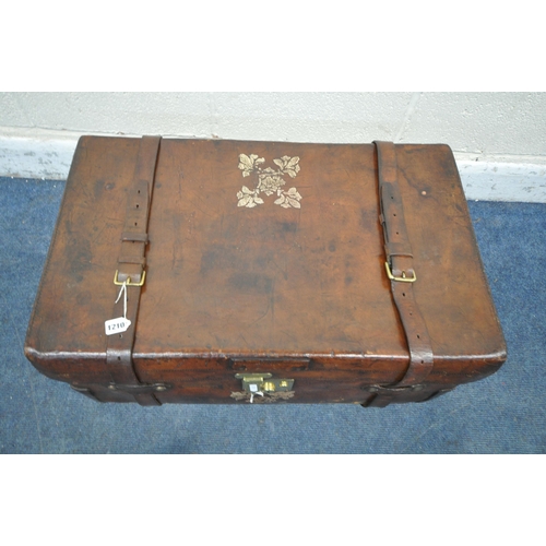 1210 - A FINNIGAN OF MANCHESTER BROWN LEATHER SUITCASE, the removable tray with divisions, stamped to sides... 