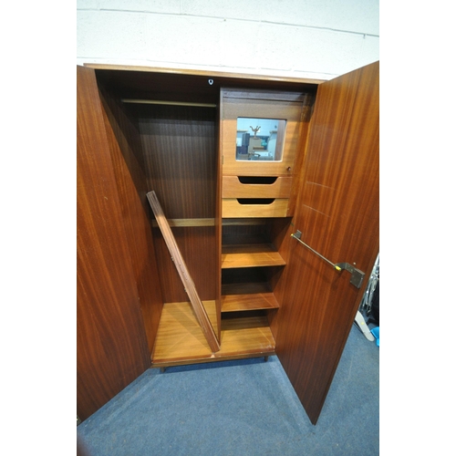 1212 - A WHITE AND NEWTON TEAK TWO PIECE BEDROOM SUITE, comprising a double door wardrobe, largest width 92... 