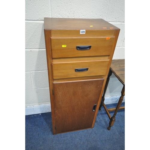 1225 - A SELECTION OF 20TH CENTURY OAK OCCASIONAL FURNITURE, to include a cabinet with two drawers and a si... 