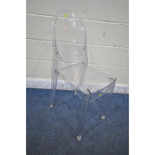 1227 - PHILIPPE STARCK FOR KARTELL, A CLEAR GHOST CHAIR, signed to rear, along with a reproduction elm spin... 