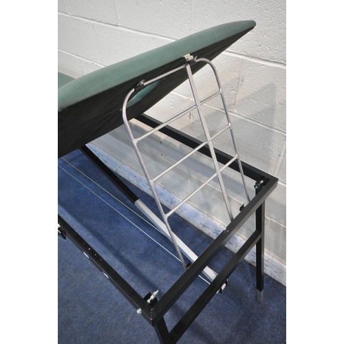 1228 - A FOLDING MASSAGE TABLE, with face rest hole, height adjustable backrest and legs, open length 197cm... 