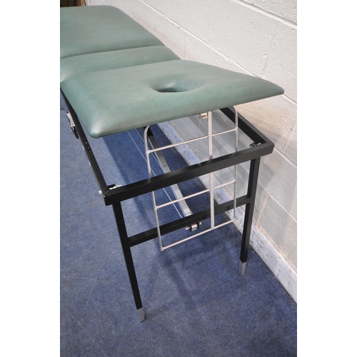 1228 - A FOLDING MASSAGE TABLE, with face rest hole, height adjustable backrest and legs, open length 197cm... 