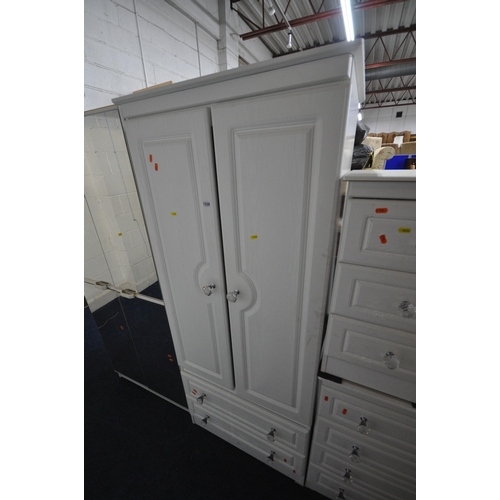 1230 - A MODERN WHITE DOUBLE DOOR WARDROBE, with two drawers, width 78cm x depth 54cm x height 182cm, a mat... 