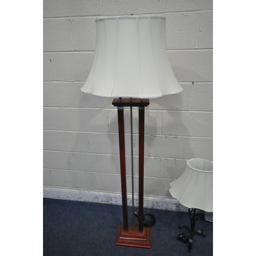 1239 - A MODERN STANDARD LAMP, with twin square supports, on a stepped base, height to light fitting 140cm,... 