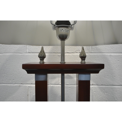 1239 - A MODERN STANDARD LAMP, with twin square supports, on a stepped base, height to light fitting 140cm,... 