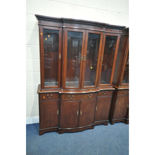 1244 - A PAIR OF 20TH CENTURY STRONGBOW FURNITURE WALL CABINETS, the top with four glazed doors, atop a bas... 