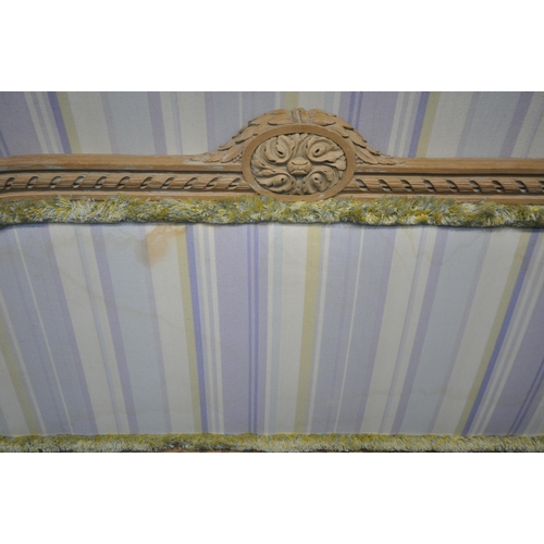 1256 - A FRENCH 4FT HEADBOARD, with later fabric head and footboard, and side rails (condition:-fabric with... 