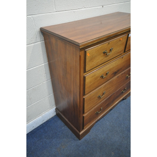 1264 - AN EDWARDIAN MAHOGANY CHEST OF TWO SHORT OVER THREE LONG DRAWERS, on bracket feet, width 121cm x dep... 