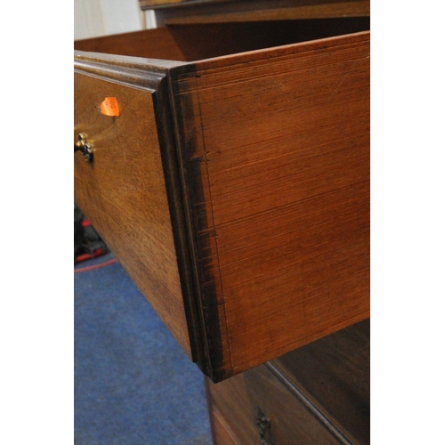 1264 - AN EDWARDIAN MAHOGANY CHEST OF TWO SHORT OVER THREE LONG DRAWERS, on bracket feet, width 121cm x dep... 