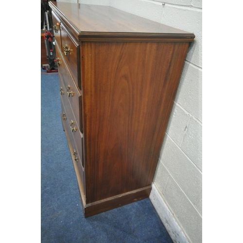 1264 - AN EDWARDIAN MAHOGANY CHEST OF TWO SHORT OVER THREE LONG DRAWERS, on bracket feet, width 121cm x dep... 