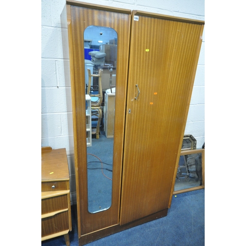 1265 - A BEEANESE MID CENTURY TEAK SINGLE DOOR WARDROBE, with a mirror, width 93cm x depth 48cm x height 18... 