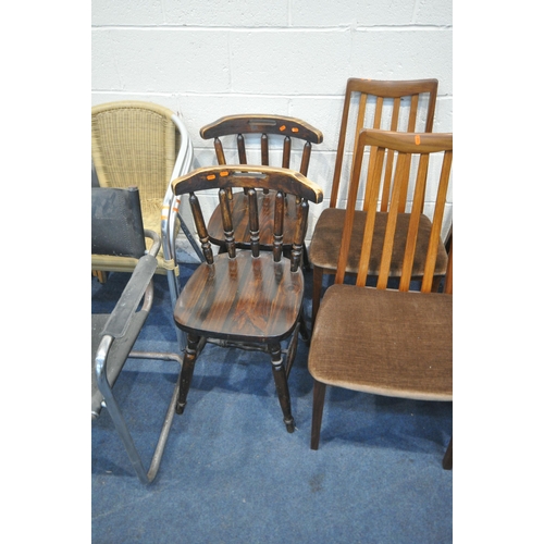 1269 - A VARIETY OF CHAIRS, to include a set of four G plan mid-century teak dining chairs, a pair of stain... 