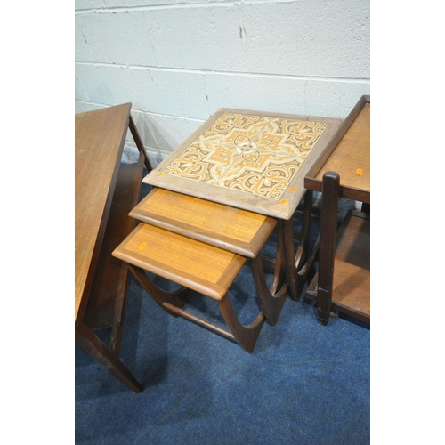 1270 - THREE PIECES OF MID CENTURY TEAK OCCASIONAL FURNITURE, to include a two tier trolley, with a removab... 